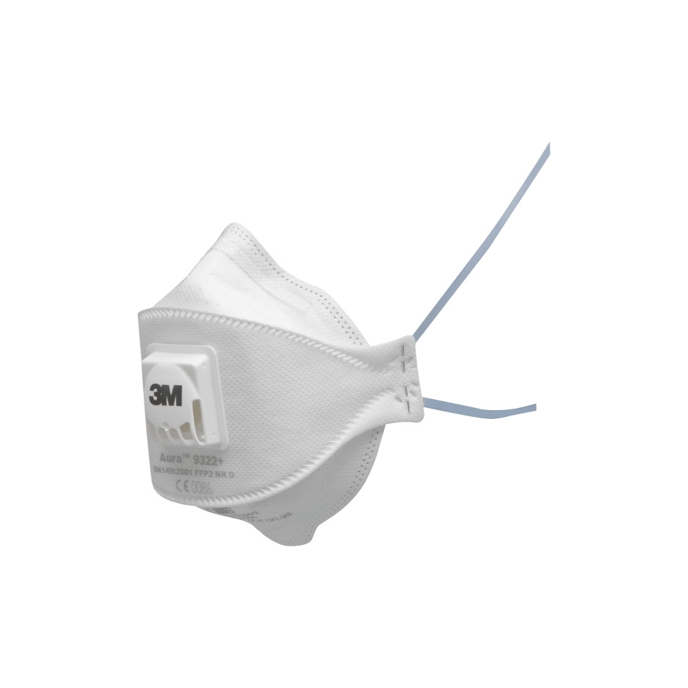 Respiratore 3M 9322+, antipolvere, con valvola, bianca, non indossata, serie Aura