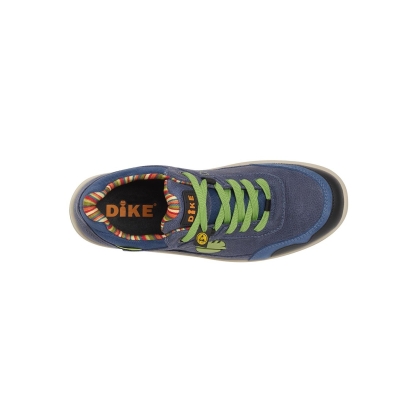 Scarpe da lavoro, Dike Agility Reload Awake, Calzatura bassa, in nappa pieno fiore, colore blu, lacci verdi, suola verde