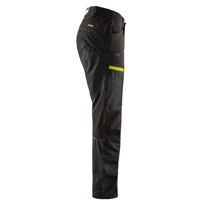 Pantalone, Blaklader, Service, colore nero, Flessibile, resistente, ginocchia rinforzate,  dettagli riflettenti,vista laterale