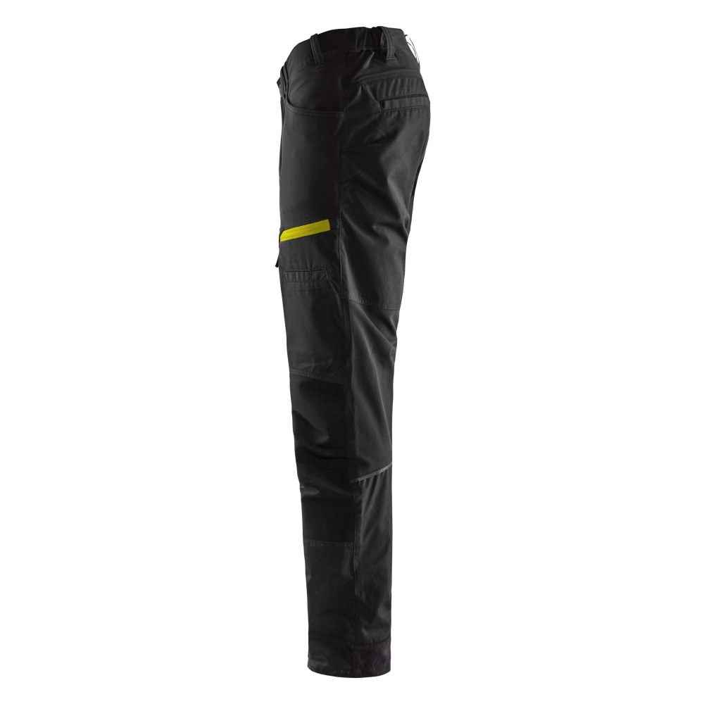 Pantalone, Blaklader, Service, colore nero, Flessibile, resistente, ginocchia rinforzate,  dettagli riflettenti,vista laterale