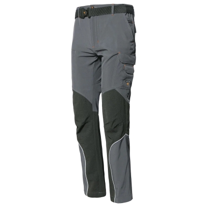 Pantalone, ISSA, Stretch Extreme, 8837B, colore grigio, Softshell, leggero, 6 tasche