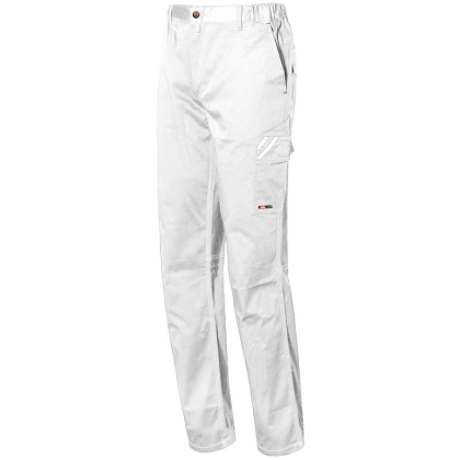 Pantalone ISSA, Stretch Start, 8036B, colore grigio bianco, Stretch, inserti retroriflettenti, 6 tasche