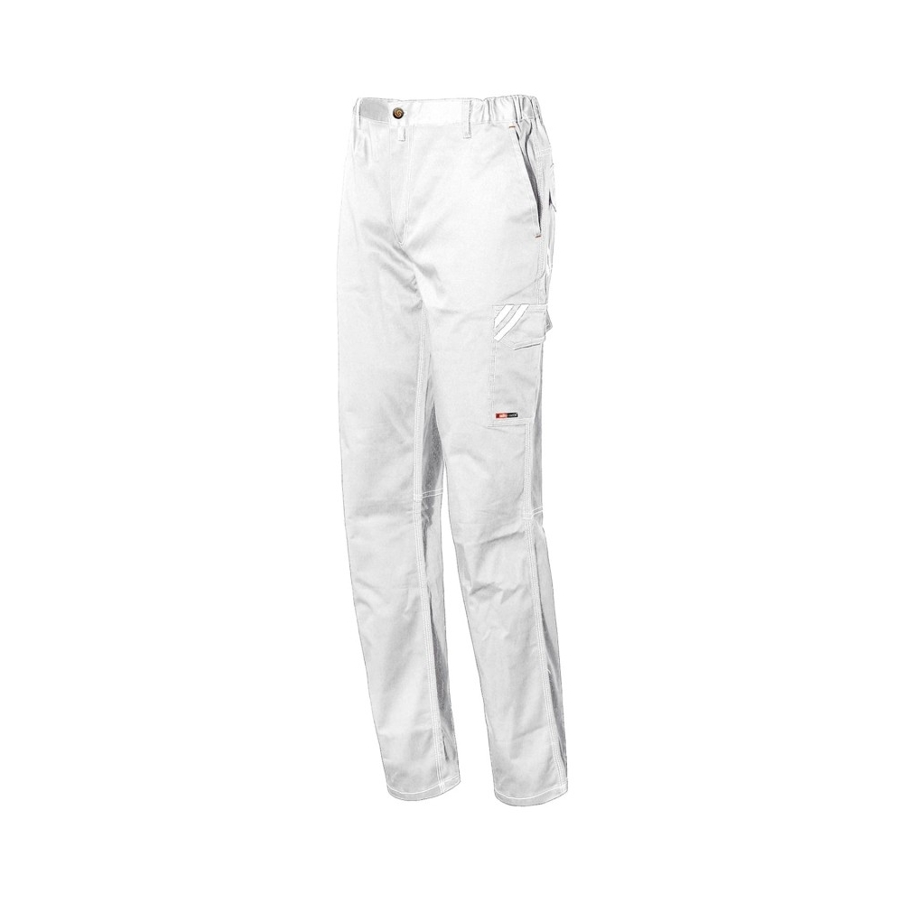 Pantalone ISSA, Stretch Start, 8036B, colore grigio bianco, Stretch, inserti retroriflettenti, 6 tasche