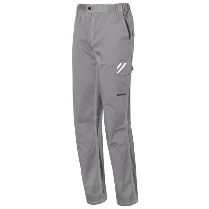 Pantalone ISSA, Stretch Start, 8036B, colore grigio, Stretch, inserti retroriflettenti, 6 tasche