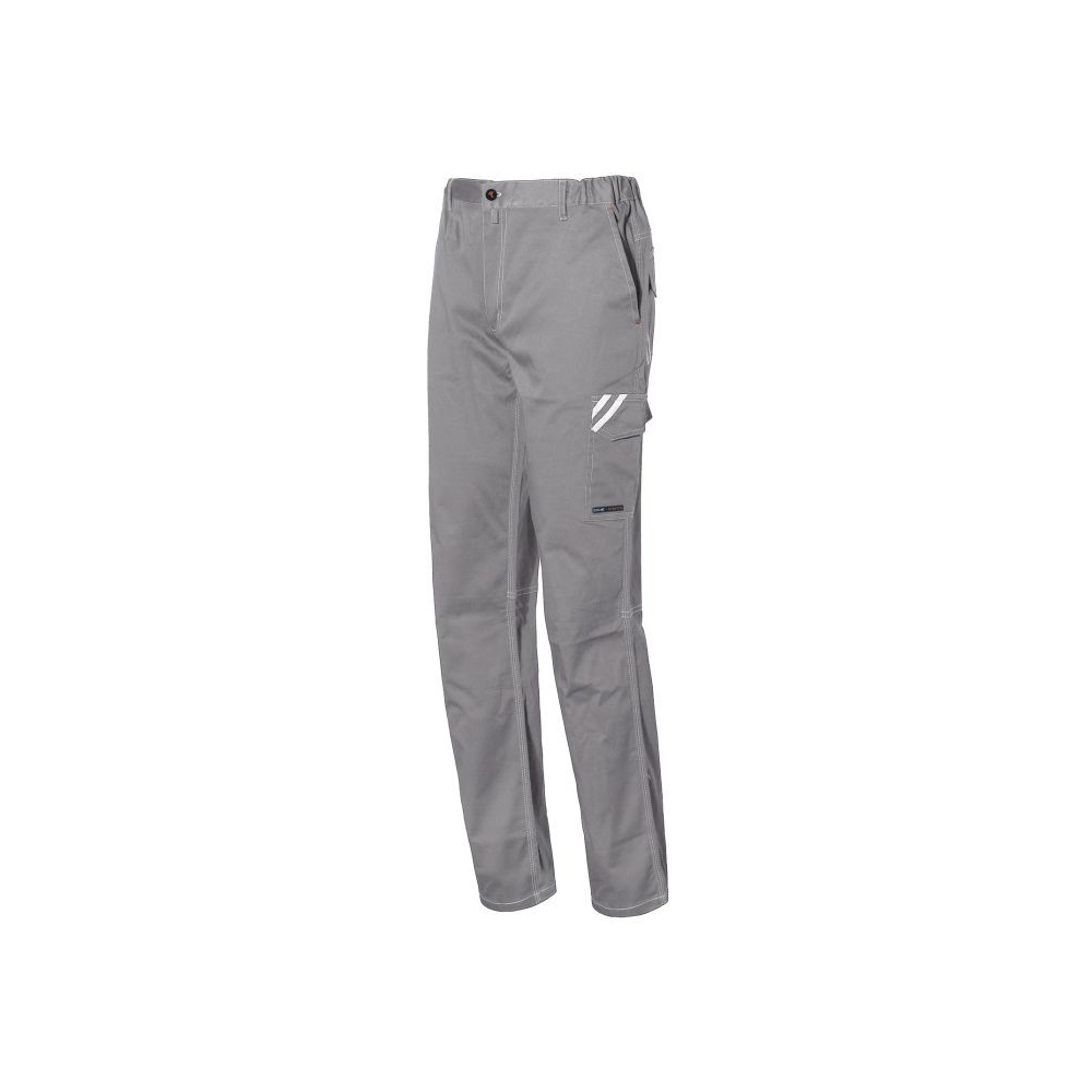 Pantalone ISSA, Stretch Start, 8036B, colore grigio, Stretch, inserti retroriflettenti, 6 tasche