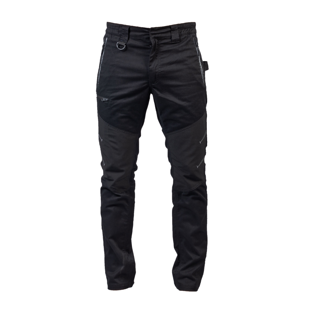 Pantalone, James Ross, Libano, colore nero, Elasticizzato, multitasche, ginocchia rinforzate tessuto anti-abrasione