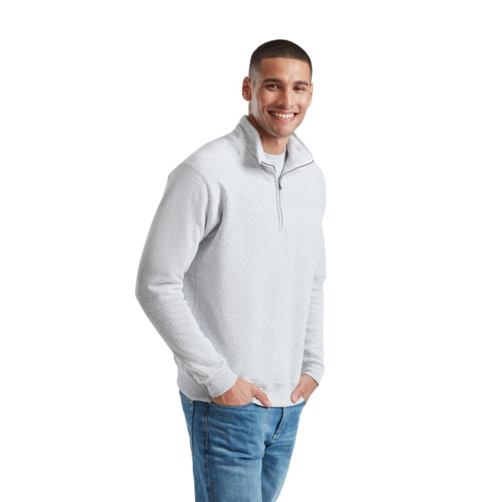 Felpa, Fruit Of The Loom, F62114, colore grigio, Zip nascosta, interno felpato