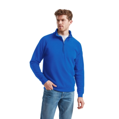 Felpa, Fruit Of The Loom, F62114, colore blu, Zip nascosta, interno felpato