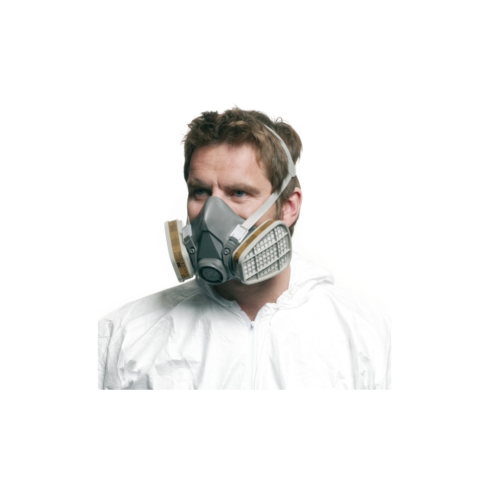 Semimaschera 3M, 6300, taglia L, riutilizzabili, con filtri intercambiabili, serie 6000, indossata