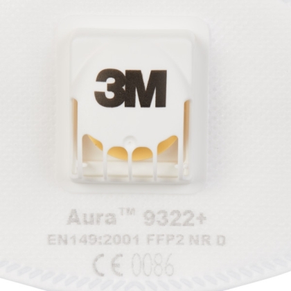 Respiratore 3M 9322+ BULK, antipolvere, con valvola, bianca, non indossata, serie Aura