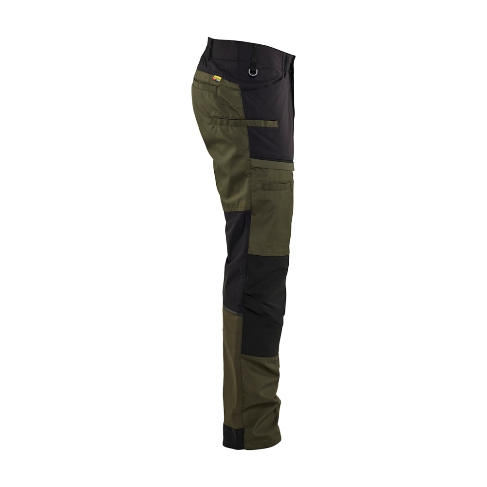 Pantalone, Blaklader, Service, resistente, ginocchia rinforzate,  dettagli riflettenti,verde e nero,vista laterale