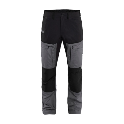 Pantalone, Blaklader, Service, resistente, ginocchia rinforzate,  dettagli riflettenti,nero e grigio ,vista frontale