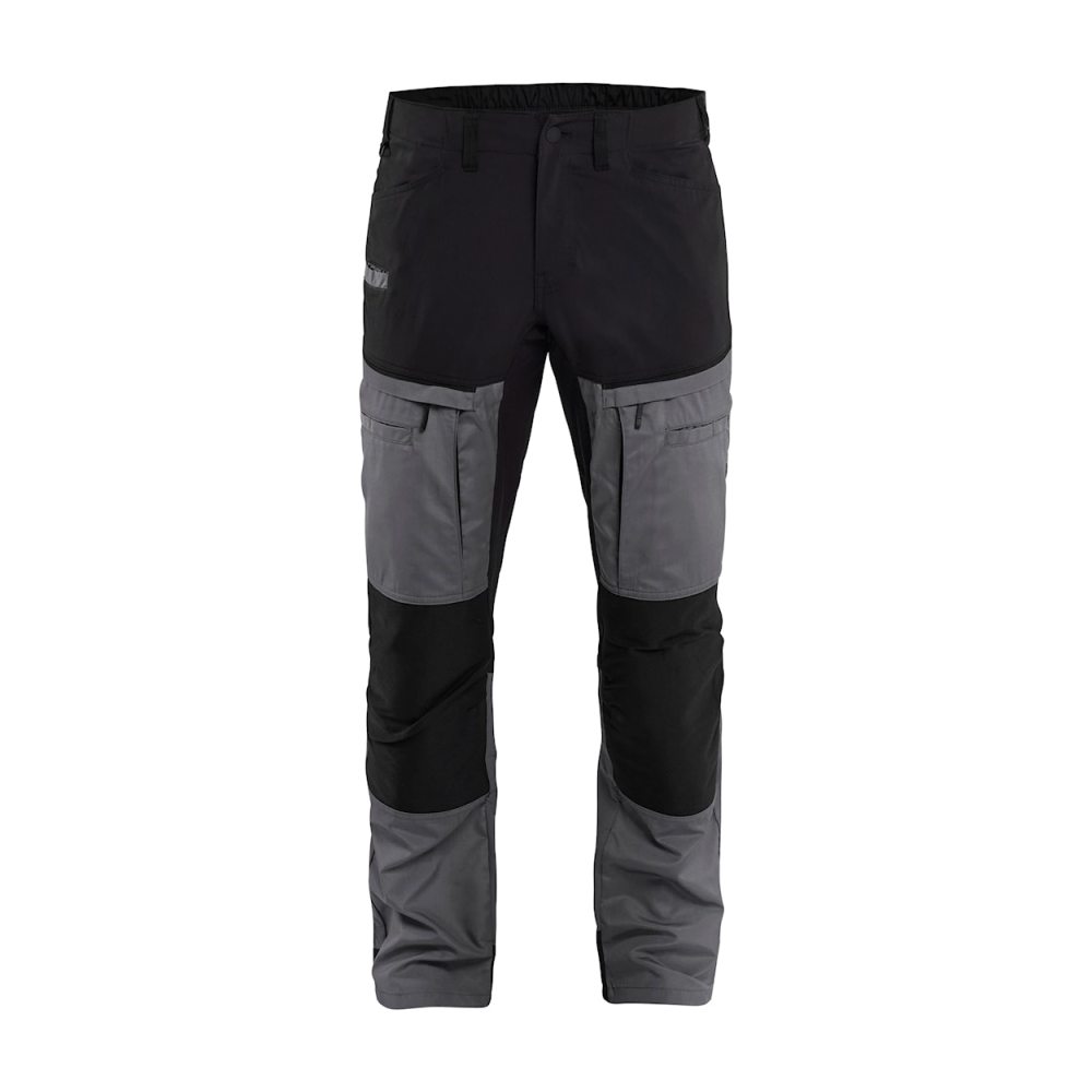 Pantalone, Blaklader, Service, resistente, ginocchia rinforzate,  dettagli riflettenti,nero e grigio ,vista frontale
