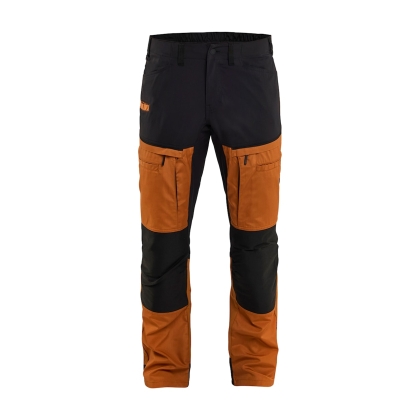 Pantalone, Blaklader, Service, resistente, ginocchia rinforzate,  dettagli riflettenti,nero e arancione ,vista frontale