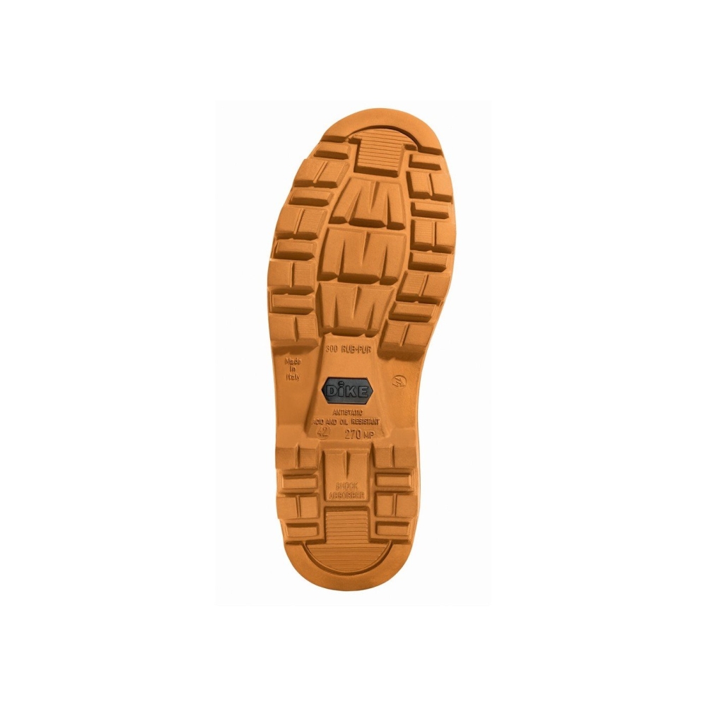 Scarpe Dike Digger Dint CRETA, colore marrone, lacci arancioni, suola arancione, Calzatura alta, in nubuck ingrassato