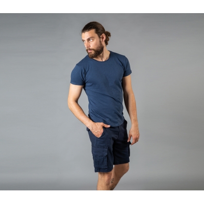 Bermuda James Ross Mikonos  Pantalone corto da lavoro indossato multitasche elasticizzato color blu navy