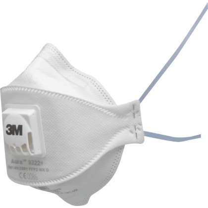 Respiratore 3M 9322+ BULK, antipolvere, con valvola, bianca, non indossata, serie Aura