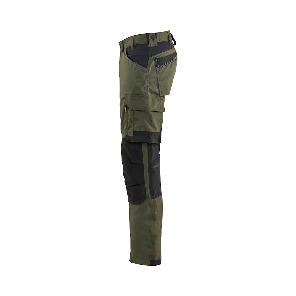 Pantalone artigiano stretch Blaklader, verde/nero, 63% poliestere, 33% cotone e 4% elastolefina, 260 g/m².