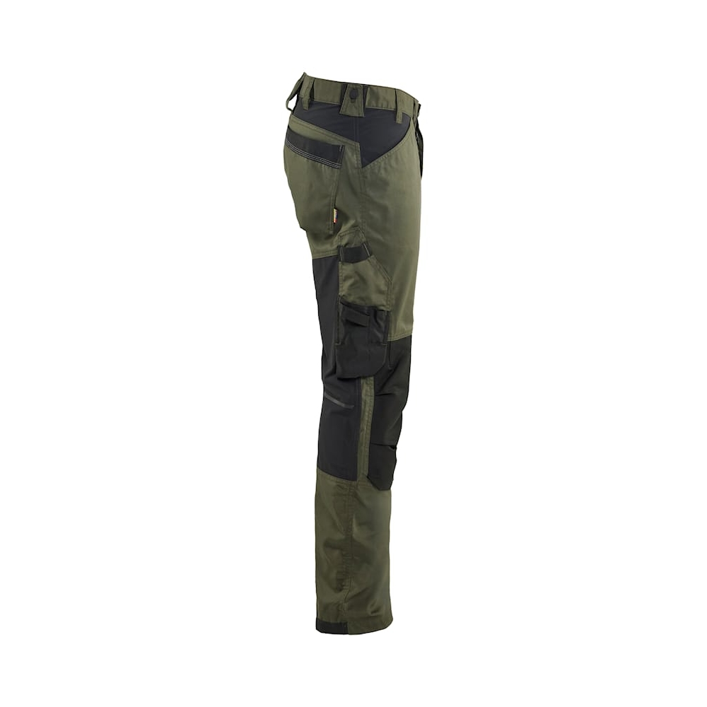 Pantalone artigiano stretch Blaklader, verde/nero, 63% poliestere, 33% cotone e 4% elastolefina, 260 g/m².
