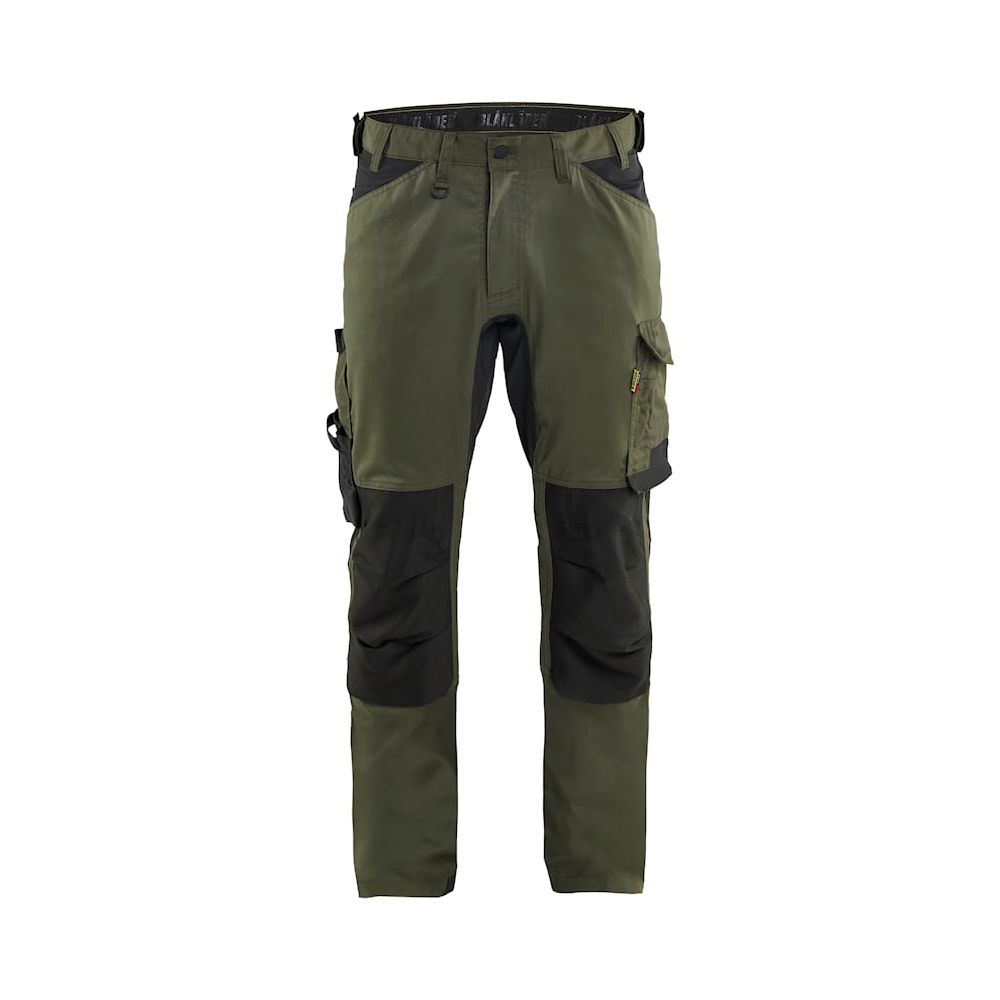 Pantalone artigiano stretch Blaklader, verde/nero, 63% poliestere, 33% cotone e 4% elastolefina, 260 g/m².