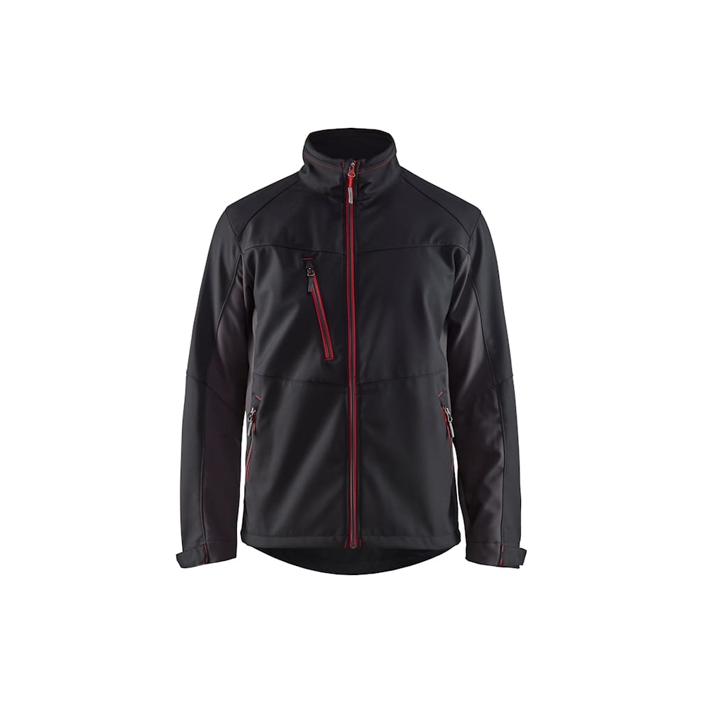 Giacca Softshell Blaklader, rosso/nero, 100% poliestere, softshell 2-strati, idrorepellente, pile, 255g/m².
