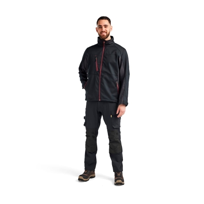 Giacca Softshell Blaklader, rosso/nero, 100% poliestere, softshell 2-strati, idrorepellente, pile, 255g/m².