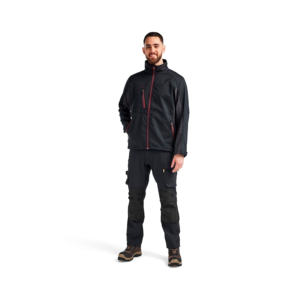 Giacca Softshell Blaklader, rosso/nero, 100% poliestere, softshell 2-strati, idrorepellente, pile, 255g/m².