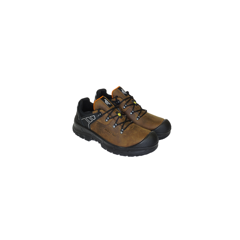 Scarpe antinfortunistiche Giza Low Brown AboutBlu, marrone, tomaia in pelle fiore nabuk idrorepellente.