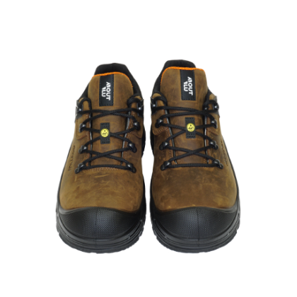 Scarpe antinfortunistiche Giza Low Brown AboutBlu, marrone, tomaia in pelle fiore nabuk idrorepellente.