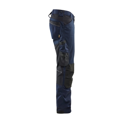 Pantalone artigiano stretch Blaklader, blu/nero, 63% poliestere, 33% cotone e 4% elastolefina, 260 g/m².