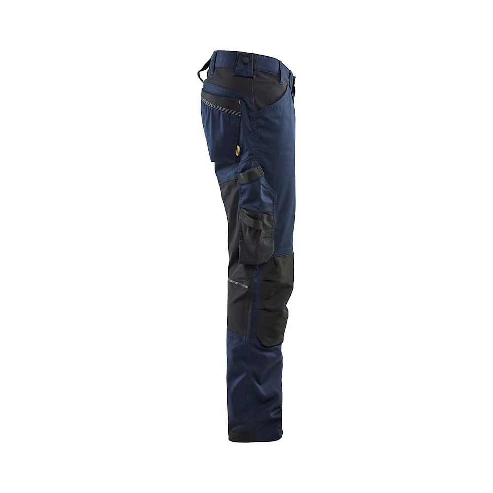 Pantalone artigiano stretch Blaklader, blu/nero, 63% poliestere, 33% cotone e 4% elastolefina, 260 g/m².