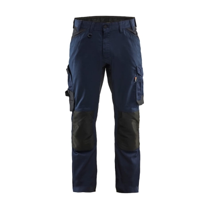 Pantalone artigiano stretch Blaklader, blu/nero, 63% poliestere, 33% cotone e 4% elastolefina, 260 g/m².