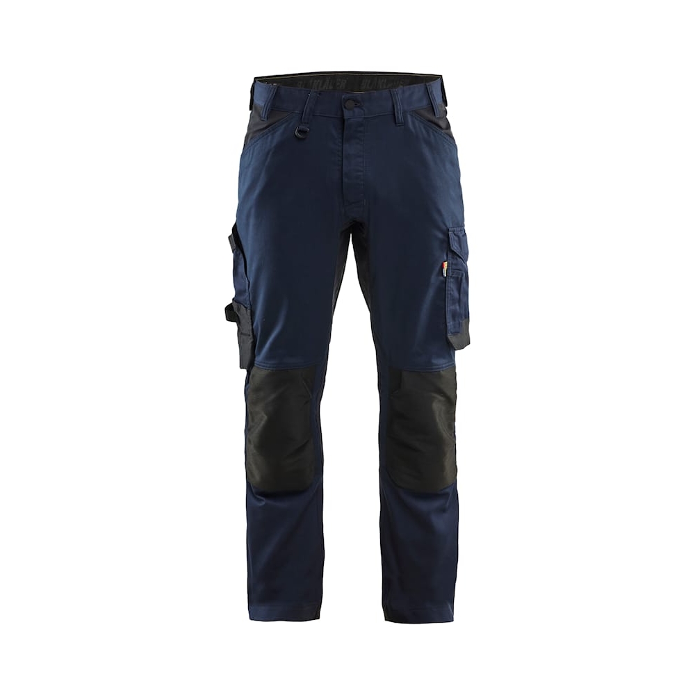 Pantalone artigiano stretch Blaklader, blu/nero, 63% poliestere, 33% cotone e 4% elastolefina, 260 g/m².