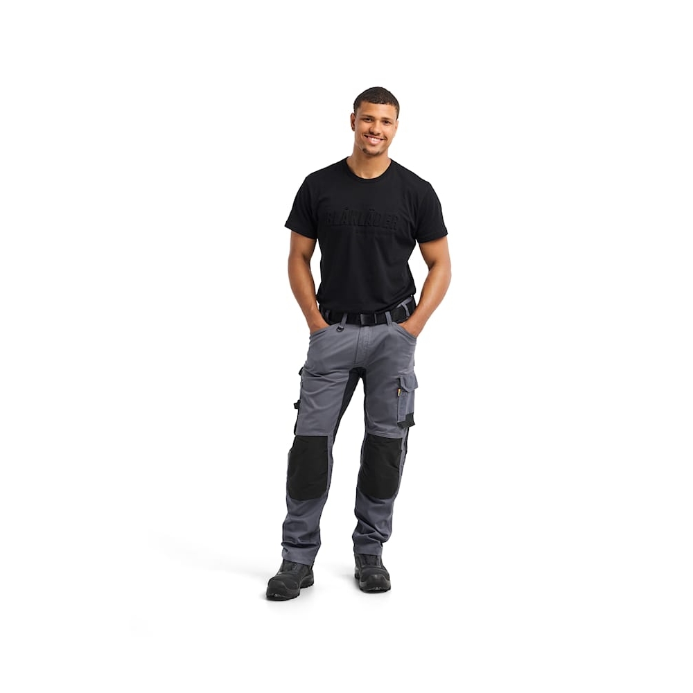 Pantalone artigiano stretch Blaklader, grigio/nero, 63% poliestere, 33% cotone e 4% elastolefina, 260 g/m².