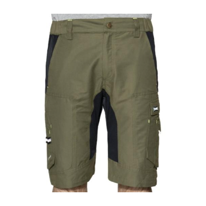 Bermuda prfofessionali realizzati con tessuto tecnico Flexard di colore verde/nero.