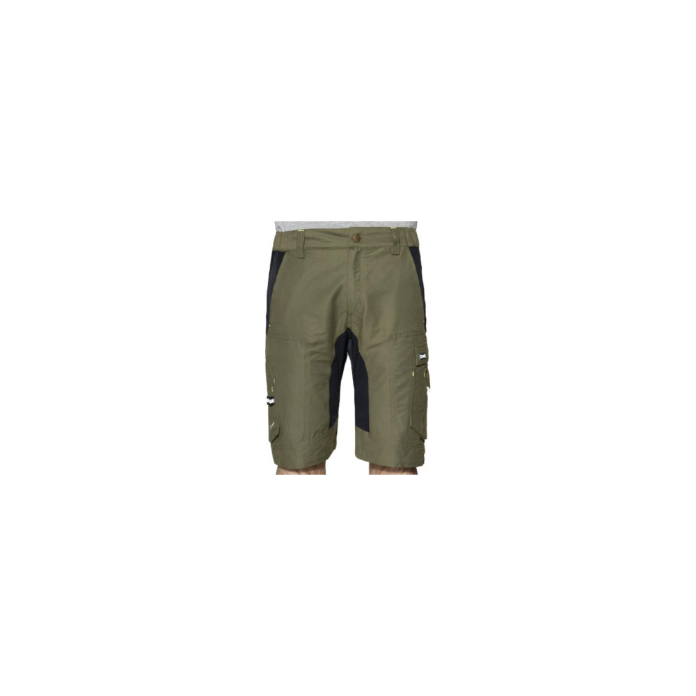 Bermuda prfofessionali realizzati con tessuto tecnico Flexard di colore verde/nero.
