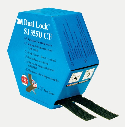 [3MSJ355KIT] 3M SJ355 Dual Lock nero - Kit  2 rotoli 25 mm x 5 m